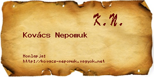 Kovács Nepomuk névjegykártya